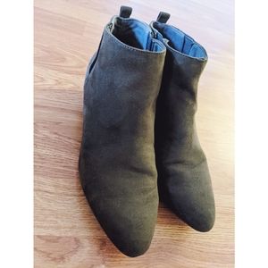 Faux Suede Olive Booties